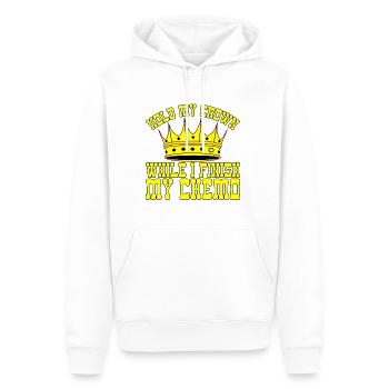 Tenez ma couronne pendant que je termine ma chimio 28 - Sweat à capuche Premium bio Homme - blanc - Devant - Nico (187cm)