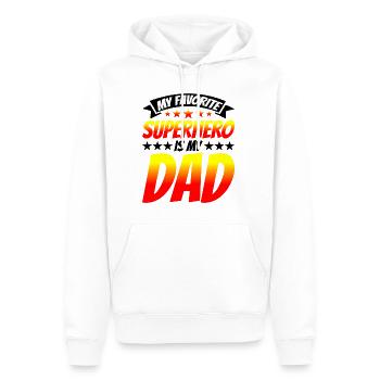 Mon super-héros préféré est mon père 8 - Sweat à capuche Premium bio Homme - blanc - Devant - Nico (187cm)