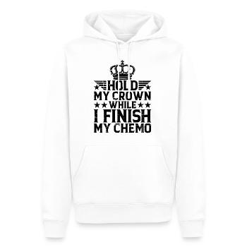 Tenez ma couronne pendant que je termine ma chimio 30 - Sweat à capuche Premium bio Homme - blanc - Devant - Nico (187cm)