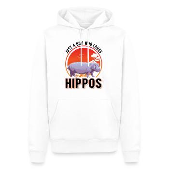Juste un garçon qui aime Hippo Hippo Hippo Hippo Hippo Hippo - Sweat à capuche Premium bio Homme - blanc - Devant - Nico (187cm)