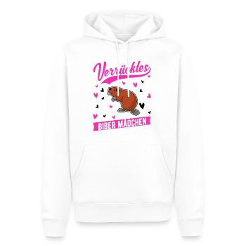 Verrücktes Biber Mädchen - Männer Premium Bio Hoodie - Weiß - Vorne - Nico (187cm)