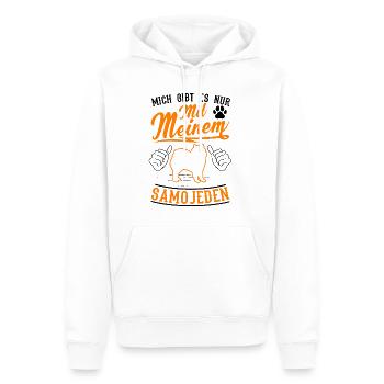 Mich gibt es nur mit meinem Samojeden - Männer Premium Bio Hoodie - Weiß - Vorne - Nico (187cm)
