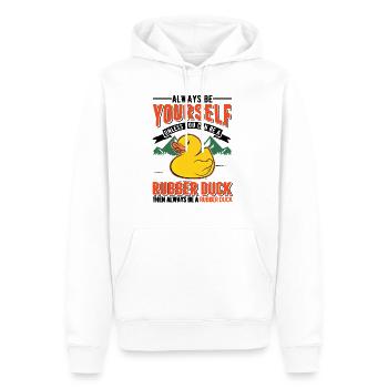 Canard en caoutchouc Canard grinçant Canard de bain - Sweat à capuche Premium bio Homme - blanc - Devant - Nico (187cm)
