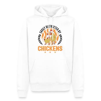 Easily distracted by Chickens Hühner Hühnchen - Männer Premium Bio Hoodie - Weiß - Vorne - Nico (187cm)