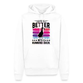 La vie est meilleure avec un Running Duck Laufente - Sweat à capuche Premium bio Homme - blanc - Devant - Nico (187cm)