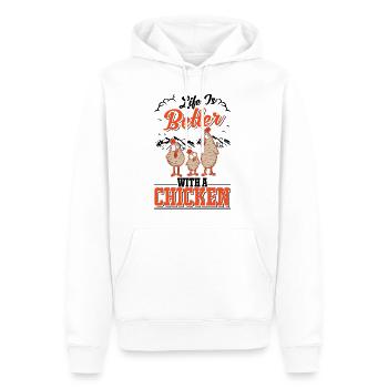 Life is better with a Chicken Landwirt Hühner - Männer Premium Bio Hoodie - Weiß - Vorne - Nico (187cm)