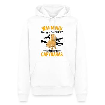 Peut parler spontanément de Capybaras - Sweat à capuche Premium bio Homme - blanc - Devant - Nico (187cm)