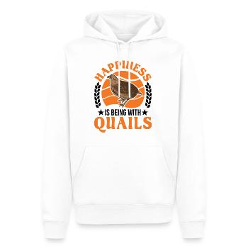 Le bonheur, c’est d’être avec Cailles Caille - Sweat à capuche Premium bio Homme - blanc - Devant - Nico (187cm)