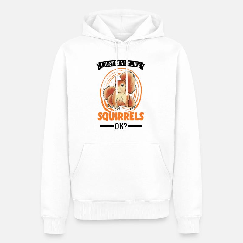 J’aime vraiment Squirrels Squirrel - Sweat à capuche Premium bio Homme - blanc