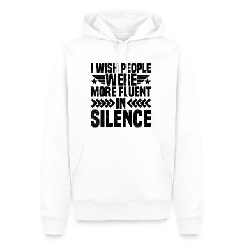 J’aimerais que les gens soient plus à l’aise dans le silence 2 - Sweat à capuche Premium bio Homme - blanc - Devant - Nico (187cm)
