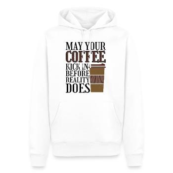 Que votre café fasse effet avant que la réalité ne le fasse 31 - Sweat à capuche Premium bio Homme - blanc - Devant - Nico (187cm)