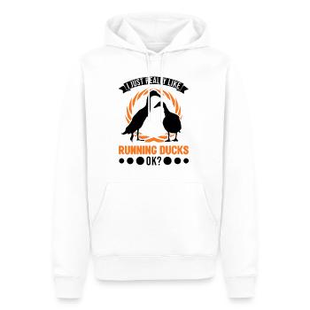 J’aime beaucoup Running Ducks, ok Laufente - Sweat à capuche Premium bio Homme - blanc - Devant - Nico (187cm)