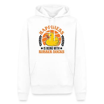 Happiness is being with Rubber Ducks Rubber Duck - Men’s Premium Organic Hoodie - white - Front - Nico (187cm)