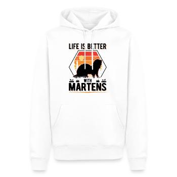 La vie est meilleure avec Martens Marder Tree Marten - Sweat à capuche Premium bio Homme - blanc - Devant - Nico (187cm)