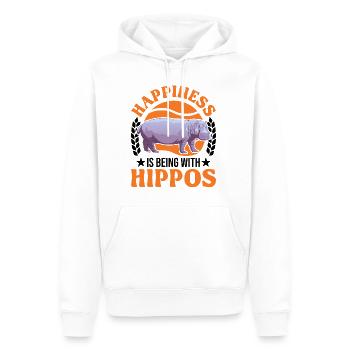 Hippo Lucky Hippo Hippo - Sweat à capuche Premium bio Homme - blanc - Devant - Nico (187cm)