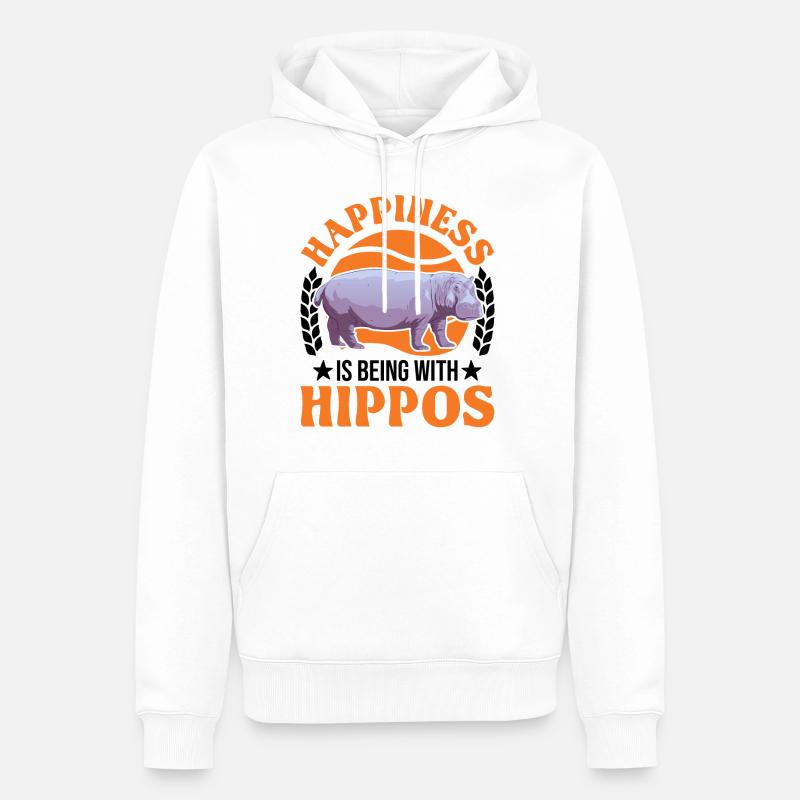 Nilpferd Glück Flusspferd - Männer Premium Bio Hoodie - Weiß
