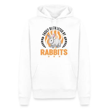 Facilement distrait par Rabbits Rabbit Rabbit - Sweat à capuche Premium bio Homme - blanc - Devant - Nico (187cm)