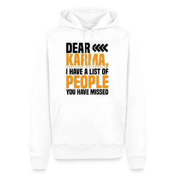 Dear Karma, I Have A List Of People 2 - Männer Premium Bio Hoodie - Weiß - Vorne - Nico (187cm)
