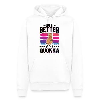 Life is better with a Quokka short-tailed kangaroo - Men’s Premium Organic Hoodie - white - Front - Nico (187cm)