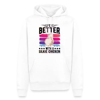 La vie est meilleure avec un Silkie Chicken Seidenhuhn - Sweat à capuche Premium bio Homme - blanc - Devant - Nico (187cm)