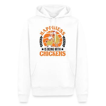 Le bonheur, c’est d’être avec les poulets Hühner - Sweat à capuche Premium bio Homme - blanc - Devant - Nico (187cm)