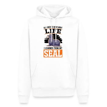Seal Gift Seal Sea Lion - Men’s Premium Organic Hoodie - white - Front - Nico (187cm)