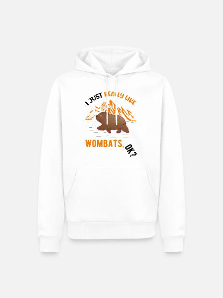 J’aime vraiment Wombats - Sweat à capuche Premium bio Homme - blanc