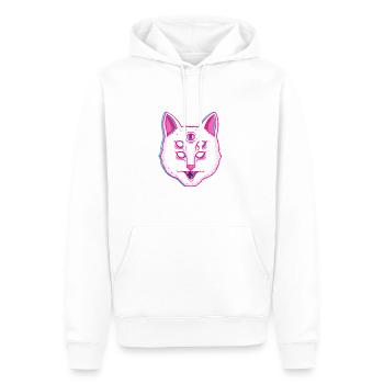 Glitch Cat Luminous Cat with Eyes - Men’s Premium Organic Hoodie - white - Front - Nico (187cm)