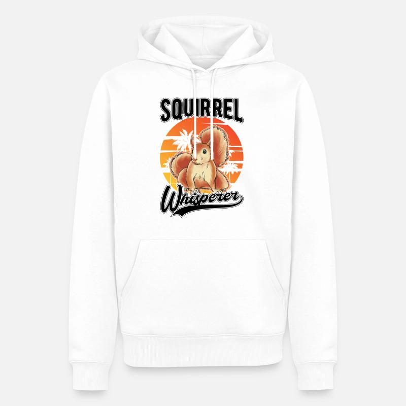 Eichhörnchen Flüsterer Squirrel Whisperer - Sweat à capuche Premium bio Homme - blanc