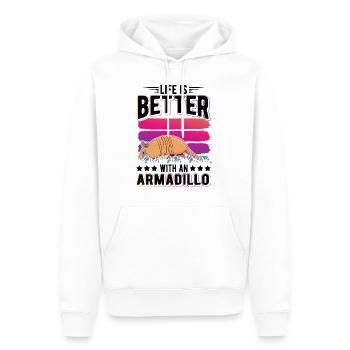 Life is better with an Armadillo Gürteltier - Men’s Premium Organic Hoodie - white - Front - Nico (187cm)