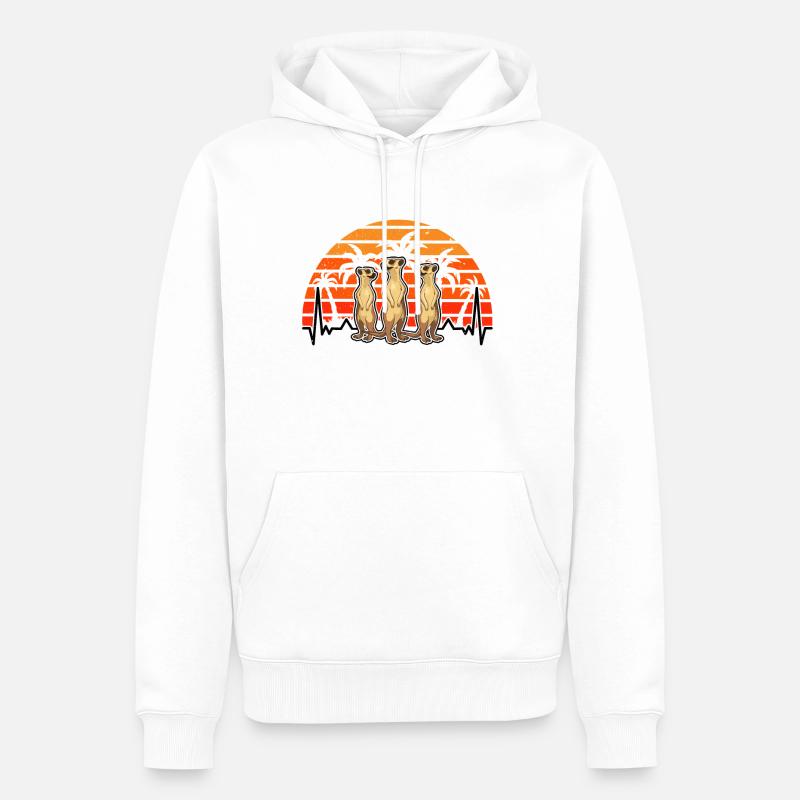 Suricate Heartbeat Rétro Suricate - Sweat à capuche Premium bio Homme - blanc