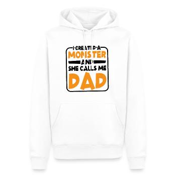 J’ai créé un monstre et elle m’appelle papa 2 - Sweat à capuche Premium bio Homme - blanc - Devant - Nico (187cm)