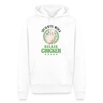 La vie est meilleure avec un poulet Silkie Seidenhuhn - Sweat à capuche Premium bio Homme - blanc - Devant - Nico (187cm)