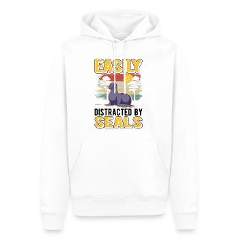 Easily distracted by Seal Robbe Seelöwe - Männer Premium Bio Hoodie - Weiß - Vorne - Nico (187cm)