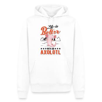 La vie est meilleure avec une salamandre à queue axolotl - Sweat à capuche Premium bio Homme - blanc - Devant - Nico (187cm)