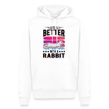 Life is better with a Rabbit Hase Kaninchen - Männer Premium Bio Hoodie - Weiß - Vorne - Nico (187cm)