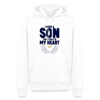 J’ai un fils que je porte dans mon cœur - Sweat à capuche Premium bio Homme - blanc - Devant - Nico (187cm)
