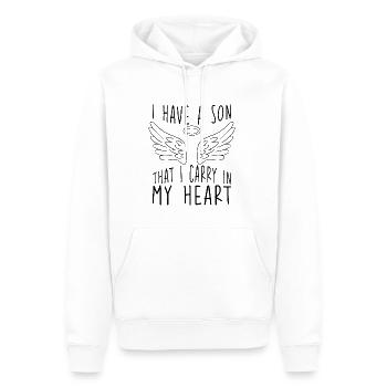J’ai un fils que je porte dans mon cœur 2 - Sweat à capuche Premium bio Homme - blanc - Devant - Nico (187cm)