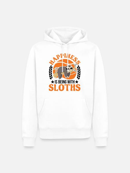Sloth Happiness Sloth - Men’s Premium Organic Hoodie - white