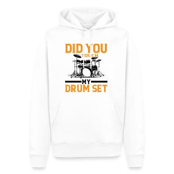 Did You Touch My Drum Set 9 - Men’s Premium Organic Hoodie - white - Front - Nico (187cm)