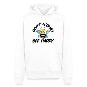 Ne vous inquiétez pas Bee Happy 28 - Sweat à capuche Premium bio Homme - blanc - Devant - Nico (187cm)