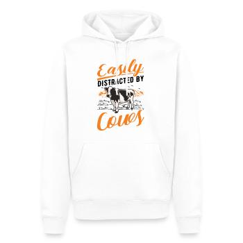 Facilement distrait par Vaches vache bovins éleveur vache - Sweat à capuche Premium bio Homme - blanc - Devant - Nico (187cm)