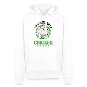 Life is better with a Chicken Landwirt Hühner - Männer Premium Bio Hoodie - Weiß - Vorne - Nico (187cm)