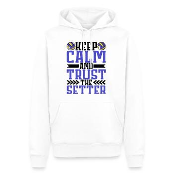 Restez calme et faites confiance au Setter 8 - Sweat à capuche Premium bio Homme - blanc - Devant - Nico (187cm)