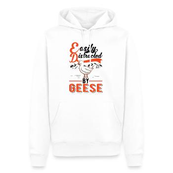Easily distracted by Geese Gänsezüchter Gänse - Männer Premium Bio Hoodie - Weiß - Vorne - Nico (187cm)