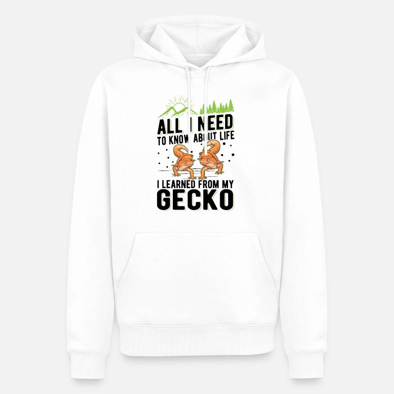 Gecko Cadeau Léopard Gecko - Sweat à capuche Premium bio Homme - blanc