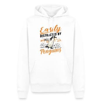 Easily distracted by Penguins Pinguin - Männer Premium Bio Hoodie - Weiß - Vorne - Nico (187cm)