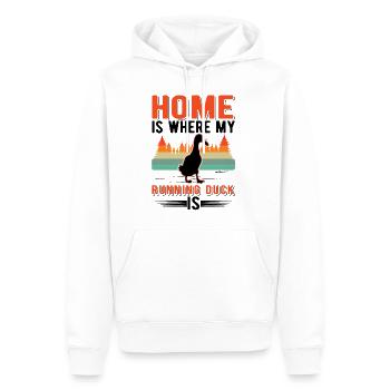 La maison est l’endroit où mon canard qui court est Laufente - Sweat à capuche Premium bio Homme - blanc - Devant - Nico (187cm)