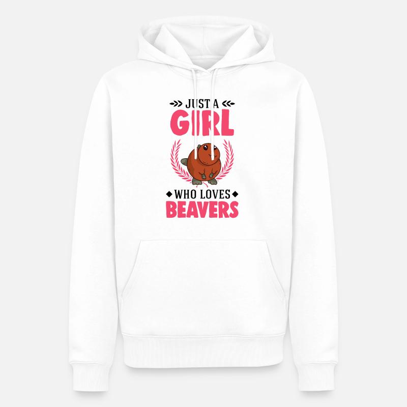 Biber Mädchen Biberdamm - Männer Premium Bio Hoodie - Weiß