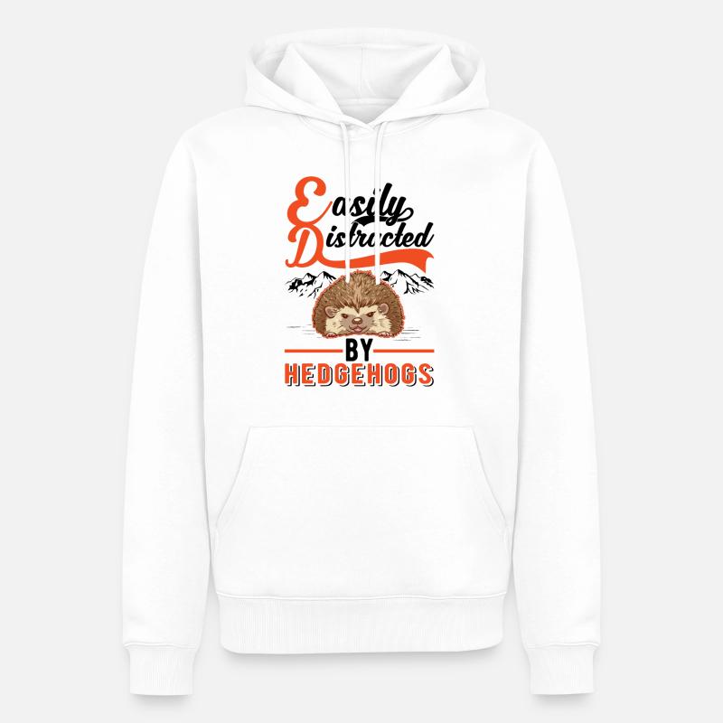 Easily distracted by Hedgehogs Igel - Männer Premium Bio Hoodie - Weiß